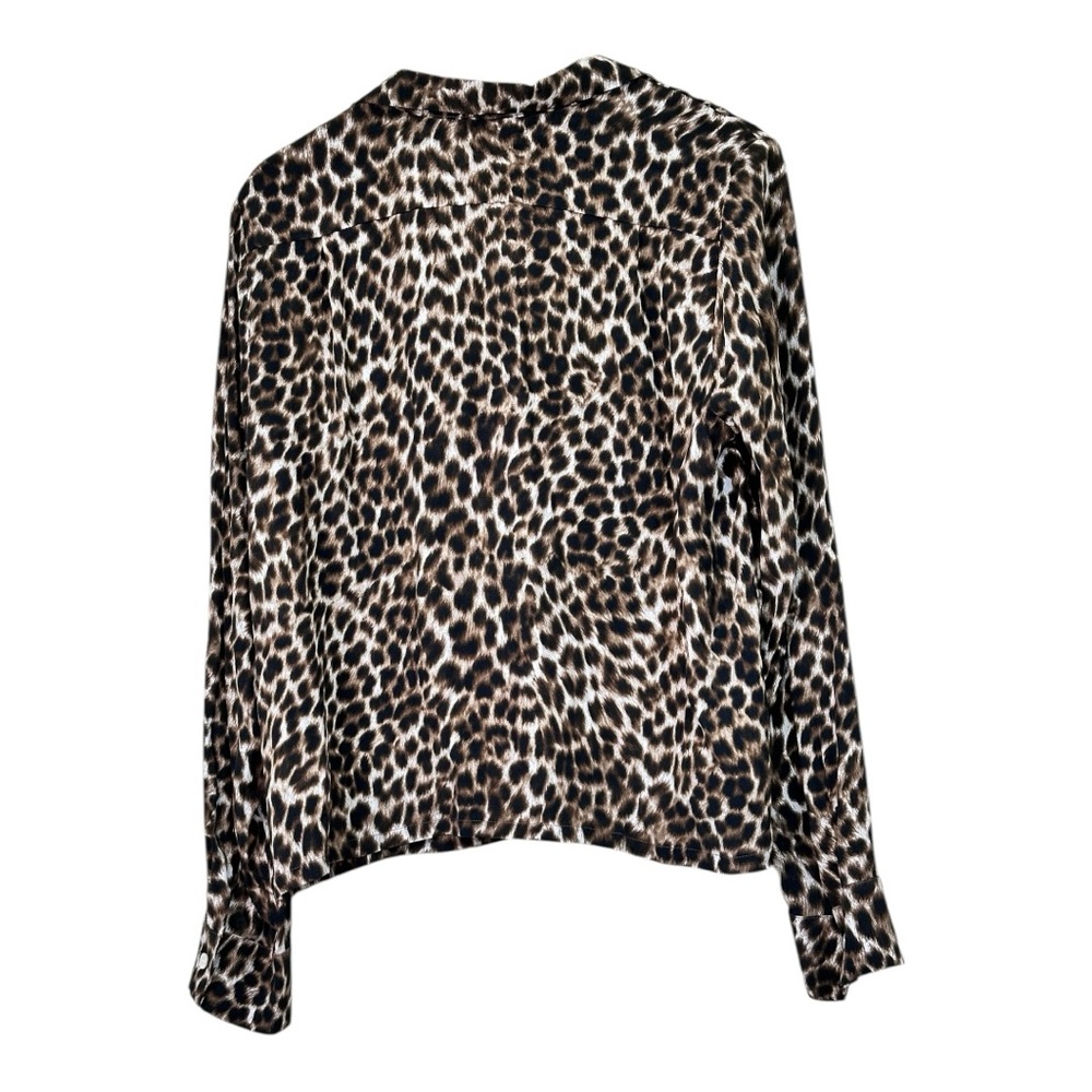 NWOT Karen Kane Women's Long Sleeve Button Up Shirt, XL, Leopard 100% Vi… - Picture 7 of 7